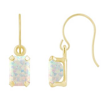 Celebration Gems 10k Gold Emerald Cut Gemstone Drop Earrings
