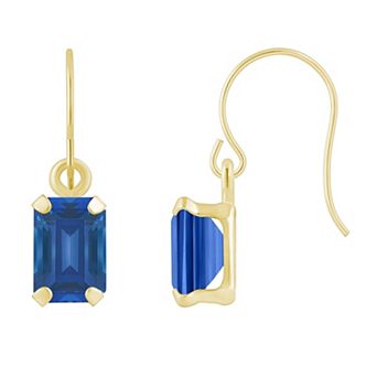 Celebration Gems 10k Gold Emerald Cut Gemstone Drop Earrings