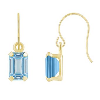 Celebration Gems 10k Gold Emerald Cut Gemstone Drop Earrings