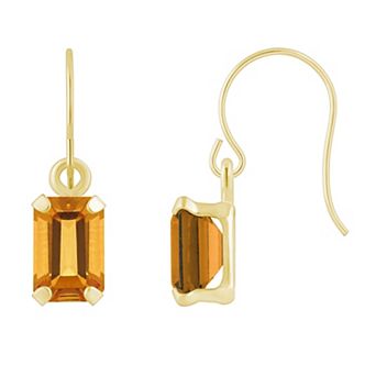 Celebration Gems 10k Gold Emerald Cut Gemstone Drop Earrings