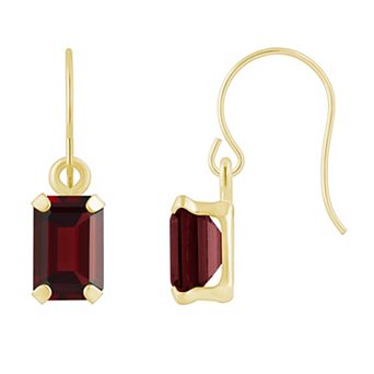 Celebration Gems 10k Gold Emerald Cut Gemstone Drop Earrings
