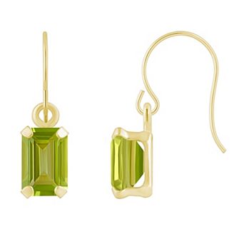Celebration Gems 10k Gold Emerald Cut Gemstone Drop Earrings