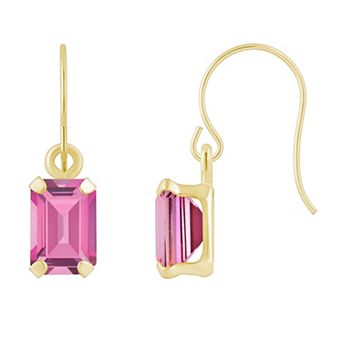 Celebration Gems 10k Gold Emerald Cut Gemstone Drop Earrings