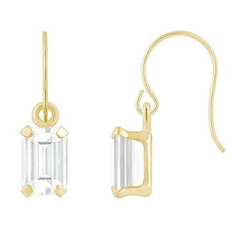 Celebration Gems 10k Gold Emerald Cut Gemstone Drop Earrings