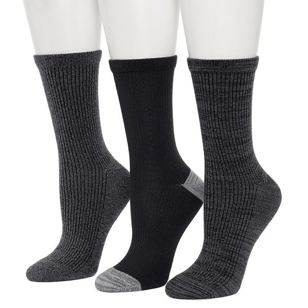 Women's Cuddl Duds® 3-pk. Mock Rib Crew Socks