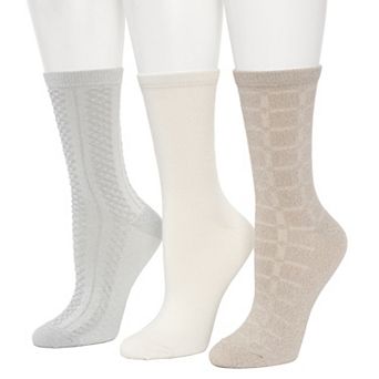 Women's Cuddl Duds® 3 pk Scalloped Welt Mock Thermal Stitch Crew Socks