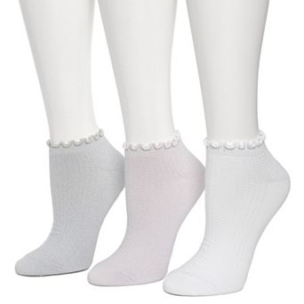 Cuddl Duds® 3-Pack Plushfill Lettuce Welt Thermal Stitch Low-Cut Socks