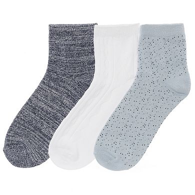 Women's Cuddl Duds® 3-Pack Scattered Birdseye Plushfill Quarter Socks