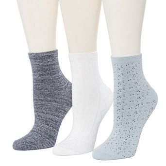 Women's Cuddl Duds® 3-Pack Scattered Birdseye Plushfill Quarter Socks
