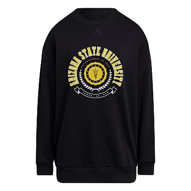 Women's adidas Black Arizona State Sun Devils Oversized Crewneck Pullover