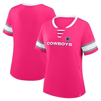 Women's Fanatics Pink Dallas Cowboys Redzone Draw Play Athena Lace-Up T-Shirt