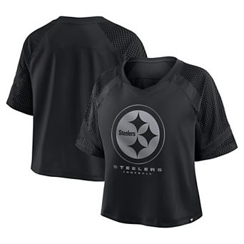 Women's Fanatics Pittsburgh Steelers Oversized Raglan V-Neck Blackout Fashion Jersey