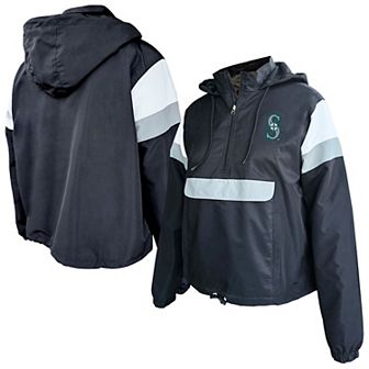 Women's Profile Black Seattle Mariners Plus Size Anorak Hoodie Quarter-Zip Pullover