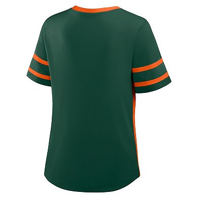 Women's Fanatics Green/Orange Miami Hurricanes Be Fearless Athena Lace-Up T-Shirt