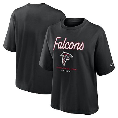 Women's Nike Black Atlanta Falcons Essential Script Relaxed Boxy T-Shirt