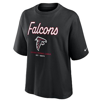 Women's Nike Black Atlanta Falcons Essential Script Relaxed Boxy T-Shirt