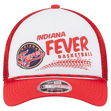 Unisex New Era White/Red Indiana Fever 9FORTY A-Frame Graphic Trucker Hat