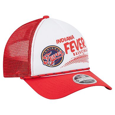 Unisex New Era White/Red Indiana Fever 9FORTY A-Frame Graphic Trucker Hat