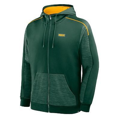 Men's Fanatics Green Green Bay Packers Checkdown Pass Full-Zip Hoodie