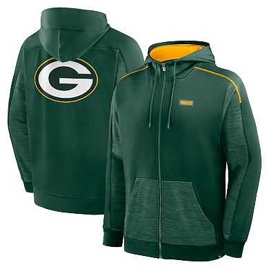 Men's Fanatics Green Green Bay Packers Checkdown Pass Full-Zip Hoodie