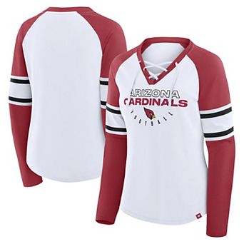 Women's Fanatics White/Cardinal Arizona Cardinals Redzone Blitz Package Raglan Lace-Up V-Neck Long Sleeve T-Shirt