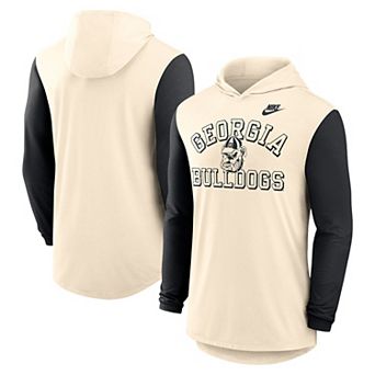 Men's Nike Natural/Black Georgia Bulldogs Legacy Color-Block Tri-Blend Performance Long Sleeve Hoodie T-Shirt