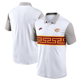 Men's Nike White/Gray USC Trojans Athletic Prep Legacy Logo Vapor Performance Polo