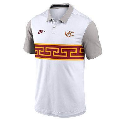 Men's Nike White/Gray USC Trojans Athletic Prep Legacy Logo Vapor Performance Polo