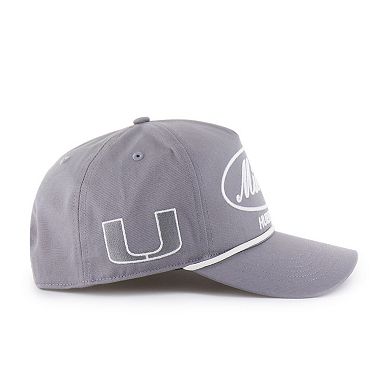 Men's '47 Gray Miami Hurricanes Contemporary Basics Foundational Rope Hitch Adjustable Hat