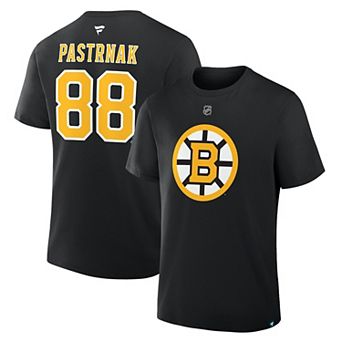 Men's Fanatics David Pastrnak Black Boston Bruins Authentic Stack Name & Number T-Shirt