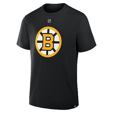 Men's Fanatics David Pastrnak Black Boston Bruins Authentic Stack Name & Number T-Shirt