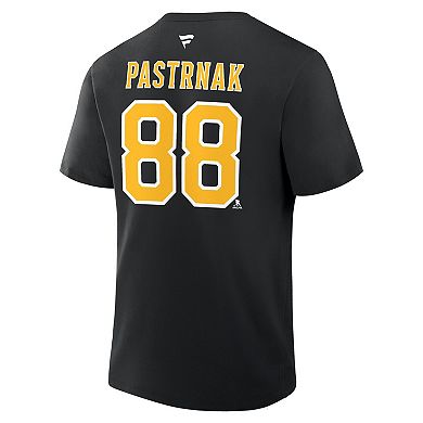 Men's Fanatics David Pastrnak Black Boston Bruins Authentic Stack Name & Number T-Shirt