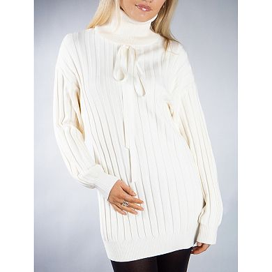 Jess by Meiko Women's Cable Knit Turtleneck Sweater Dress