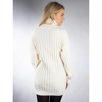 Jess by Meiko Women's Cable Knit Turtleneck Sweater Dress