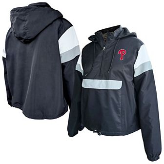 Women's Profile Black Philadelphia Phillies Plus Size Anorak Hoodie Quarter-Zip Pullover