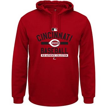 Men's Majestic Red Cincinnati Reds AC Team Property On-Field Solid Therma Base Hoodie