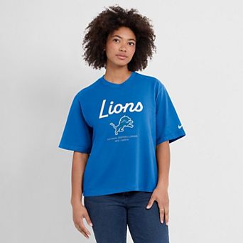 Women's Nike Blue Detroit Lions Essential Script Boxy T-Shirt