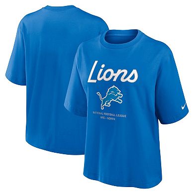 Women's Nike Blue Detroit Lions Essential Script Relaxed Boxy T-Shirt