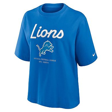 Women's Nike Blue Detroit Lions Essential Script Relaxed Boxy T-Shirt