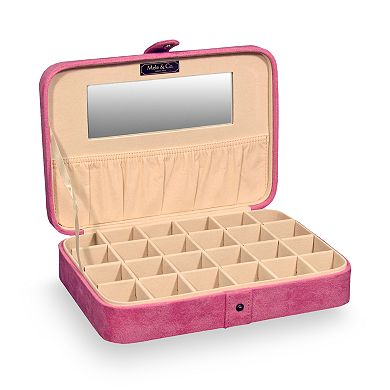 Mele & Co. Tatum Plush Fabric Jewelry Box in Pink