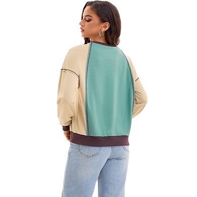 Oversized Sweatshirt for Women Color Block Crew Neck Long Sleeve Pullover Tops Casual Fall Outfits
