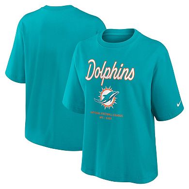 Women's Nike Aqua Miami Dolphins Essential Script Relaxed Boxy T-Shirt