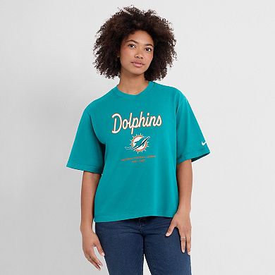 Women's Nike Aqua Miami Dolphins Essential Script Relaxed Boxy T-Shirt
