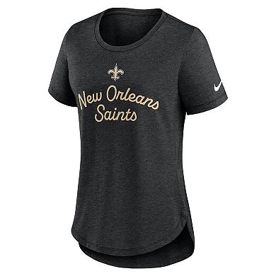 Women's Nike Black New Orleans Saints Script Tri-Blend T-Shirt