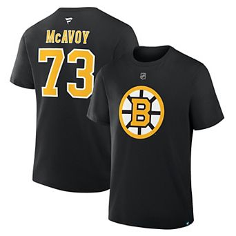 Men's Fanatics Charlie McAvoy Black Boston Bruins Authentic Stack Name & Number T-Shirt