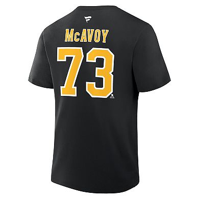 Men's Fanatics Charlie McAvoy Black Boston Bruins Authentic Stack Name & Number T-Shirt