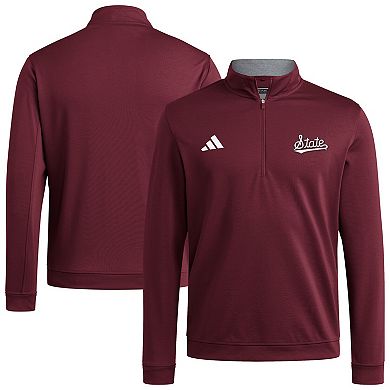 Men's adidas Maroon Mississippi State Bulldogs Elevated Tri-Blend Quarter-Zip Pullover