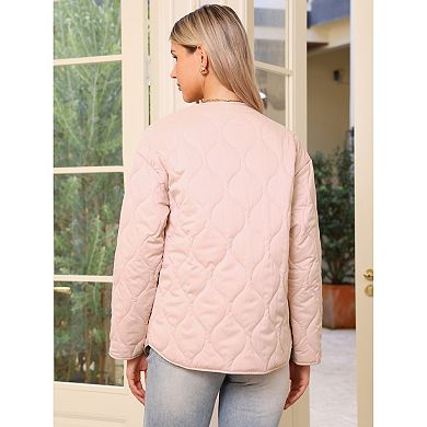 Women's Quilted Jackets Button Down Puffer Lightweight Trendy Outerwear Winter Coat with Pockets