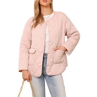 Women's Quilted Jackets Button Down Puffer Lightweight Trendy Outerwear Winter Coat with Pockets
