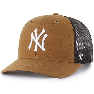 Men's Carhartt x '47 Brown New York Yankees Trucker Adjustable Hat